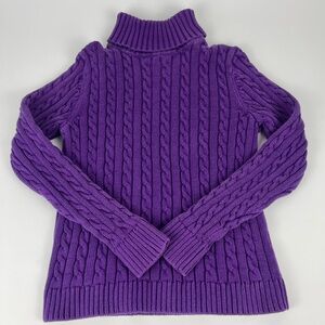 LL bean old money cable knit sweater purple